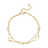 רוני קהאן צמיד שייני סטאר זהב כוכבים חלולים בשילוב זרקונים