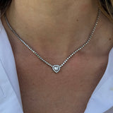 סט שרשרת, צמיד טניס ועגילי חישוק לב דיימון