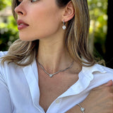 עגילי חישוק לב דיימון