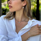 סט שרשרת, צמיד טניס ועגילי חישוק לב דיימון