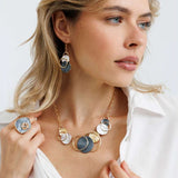 סט שרשרת ועגילי סטארק גריי