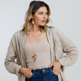 סט שרשרת ארוכה ועגילי קירה גולד