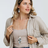 סט שרשרת ארוכה ועגילי קירה