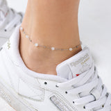 צמיד רגל מאלי לבן פנינה