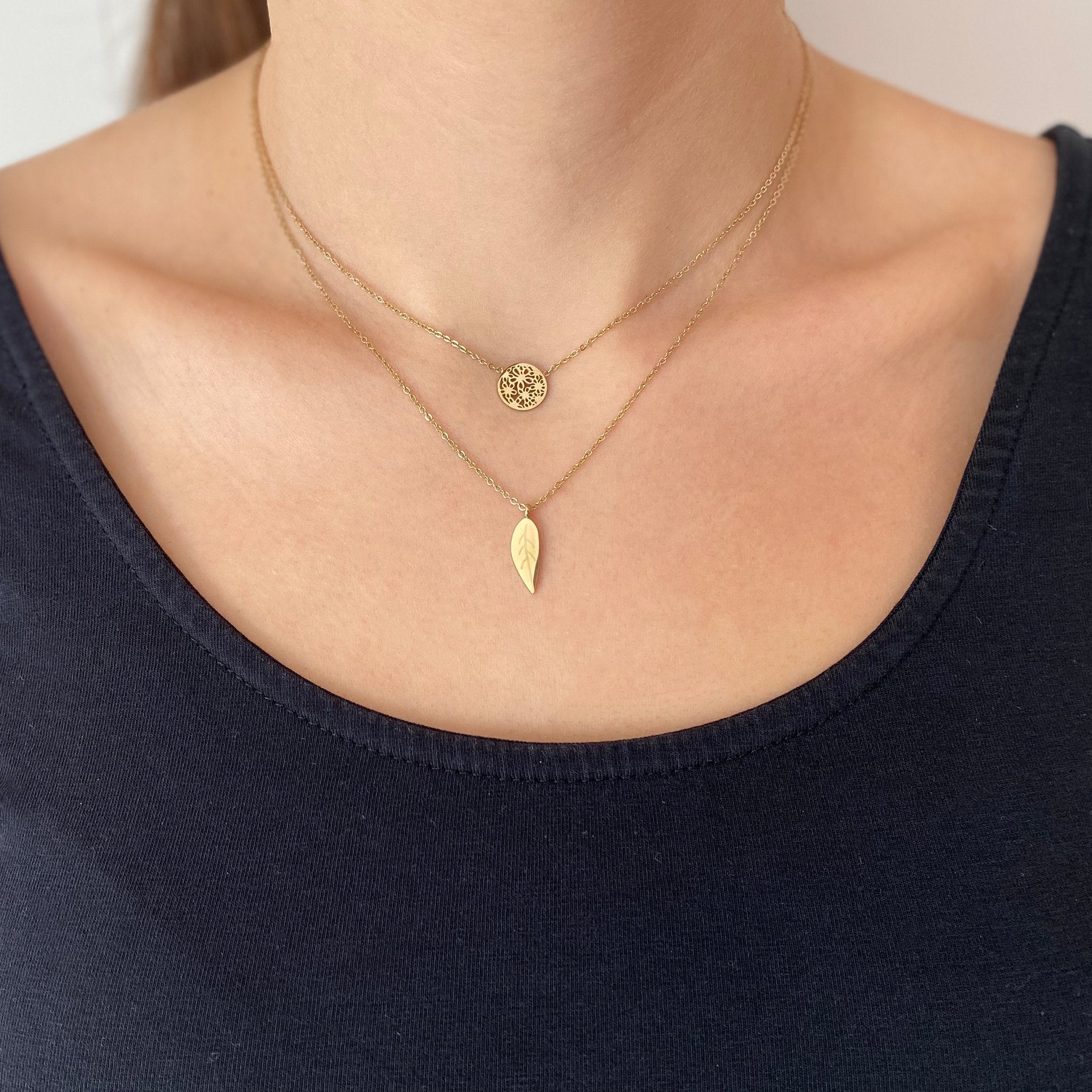 רוני קהאן שרשרת טייני ליף זהב עלה
