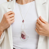 סט שרשרת ארוכה ועגילי קרלי פרפל