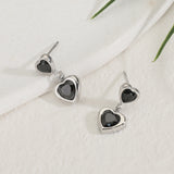 עגילי לב בלינג שחור נופלים