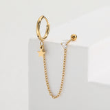 עגיל ל-2 חורים חישוק כוכב זרקון