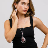 סט שרשרת ארוכה ועגילי קרלי פרפל