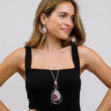 סט שרשרת ארוכה ועגילי קרלי פרפל