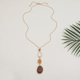 סט שרשרת ארוכה, עגילי וטבעת דאייר גולד