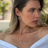 סט שרשרת ועגילי יסמין לב