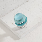 סט שרשרת ארוכה, עגילי וטבעת דונטל טורקיז