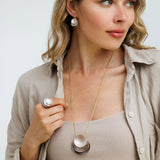 סט שרשרת ארוכה, עגילי וטבעת דונטל גולד