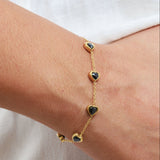 סט שרשרת, צמיד, טבעת ועגילי טייני לב בלינג שחור