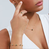 סט שרשרת, צמיד, טבעת ועגילי טייני לב בלינג שחור