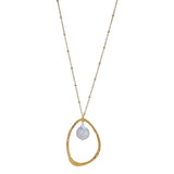 רוני קהאן שרשרת דיאן כסף אליפסה בשילוב פנינה 