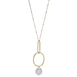 רוני קהאן שרשרת לורי זהב עיגול בשילוב פנינה