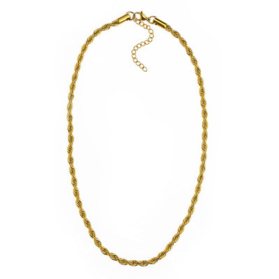  שרשרת חבל זהב של רשת התכשיטים רוני קהאן על גבי רקע לבן