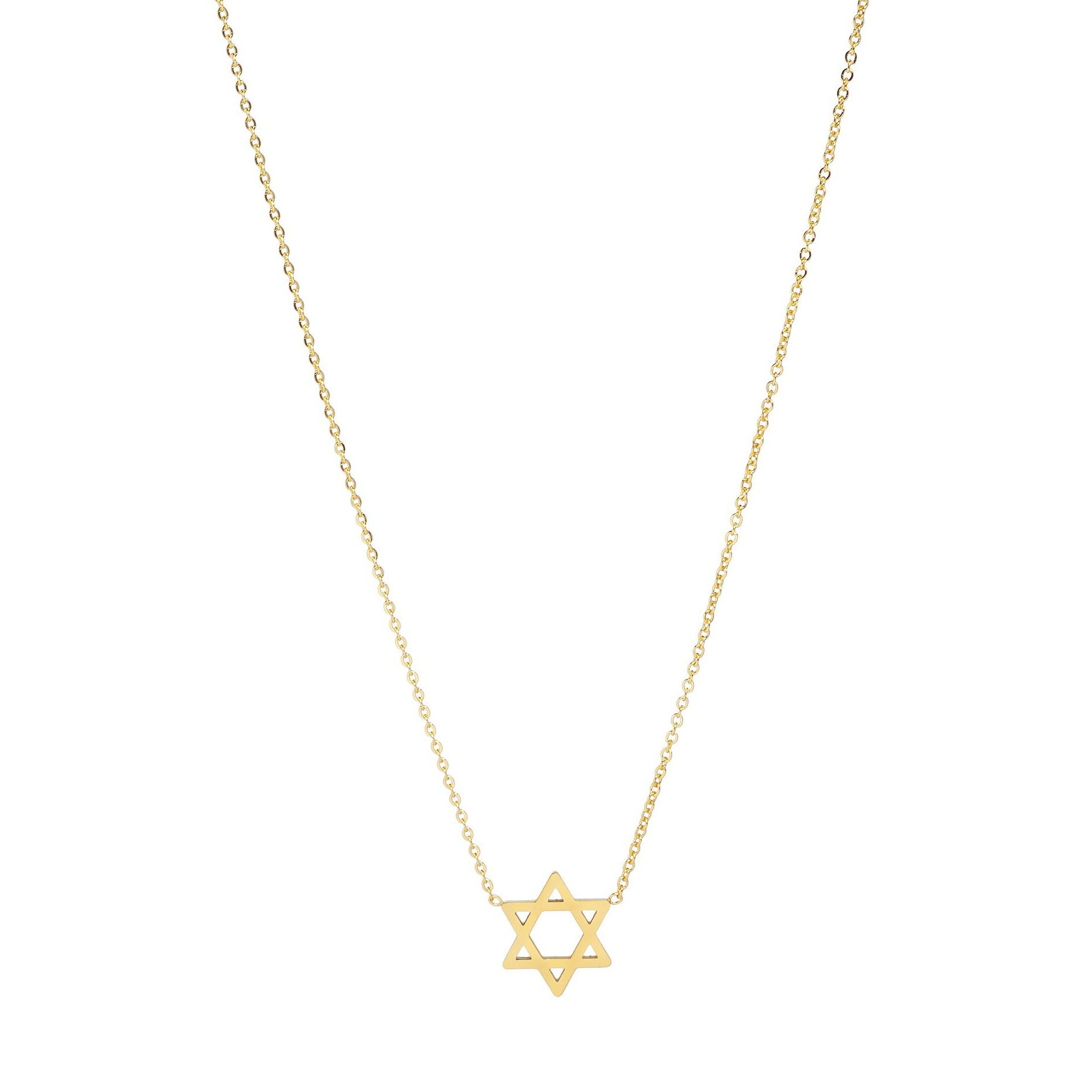 רוני קהאן שרשרת מגן דוד זהב על גבי רקע לבן