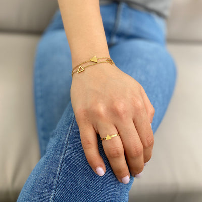 רוני קהאן טבעת וצמיד יוליאנה זהב משולשים