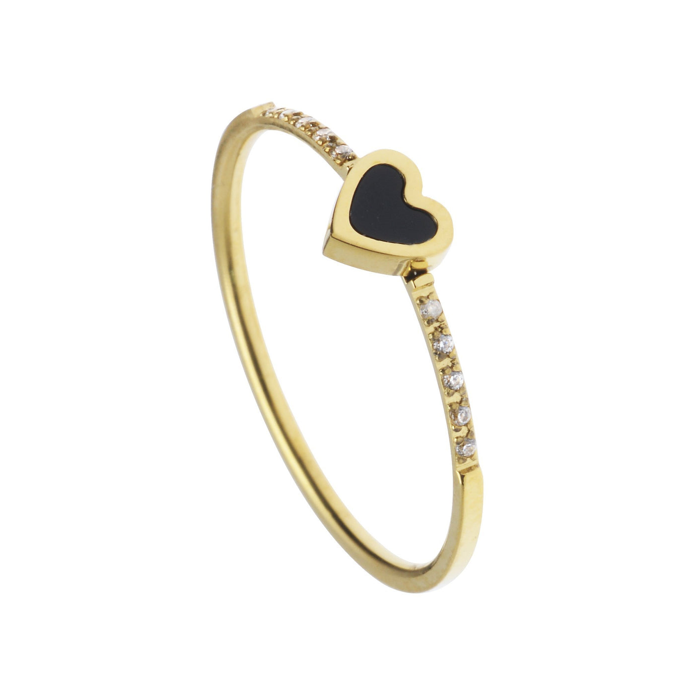 רוני קהאן טבעת סופיה זהב לב שחור עם זרקונים 