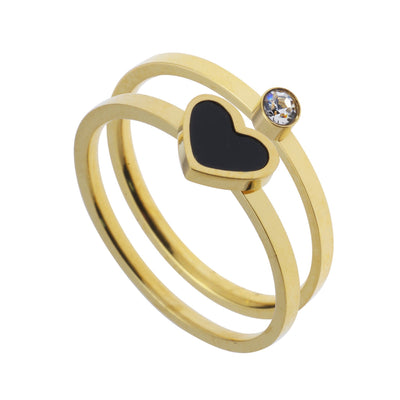 רוני קהאן טבעת סופי זהב לב שחור וזרקון 