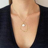 רוני קהאן שרשרת דיאן זהב אליפסה בשילוב פנינה