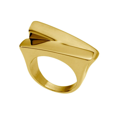 רוני קהאן טבעת ליסה זהב פסים עבים 
